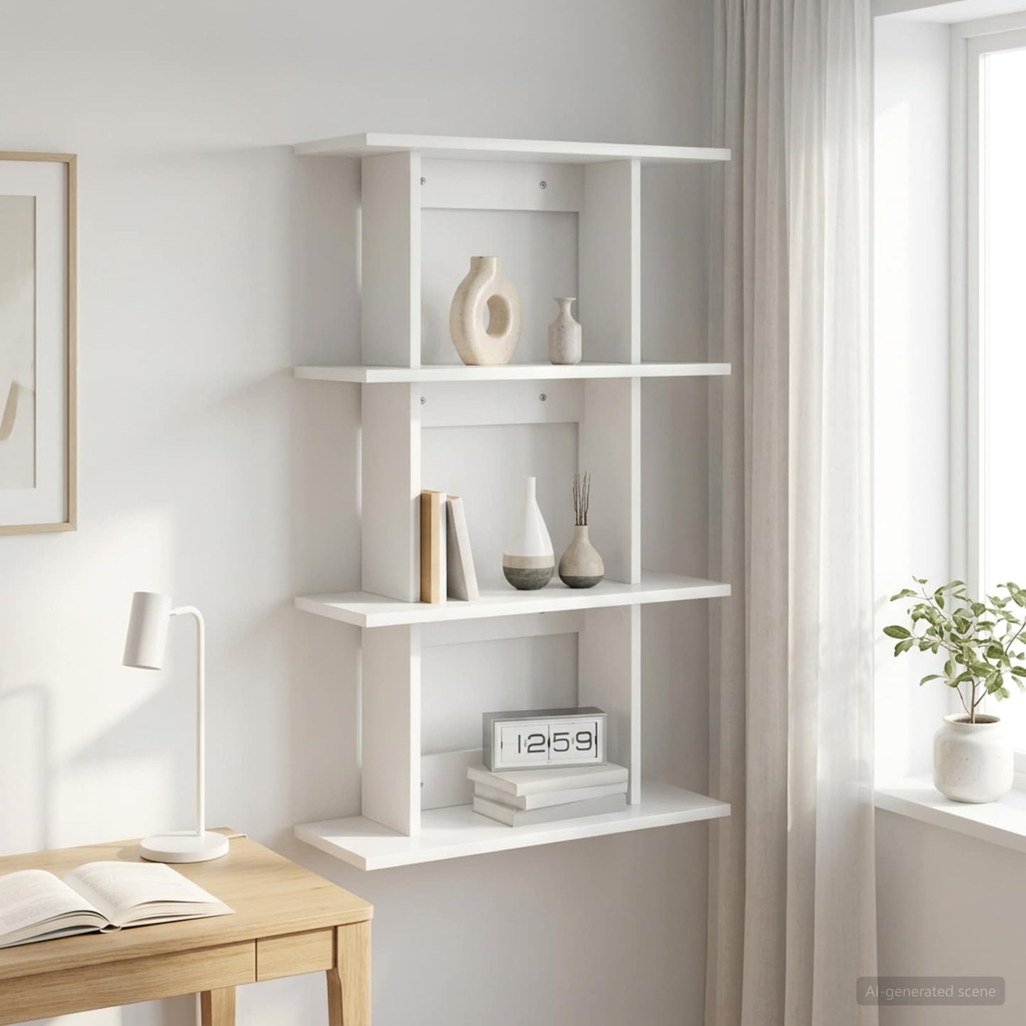 vidaXL Wall Shelf Wall-Mounted White 56 x 20 x 90 cm Engineered Wood