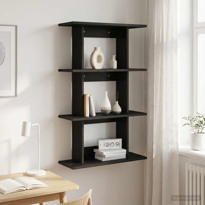 vidaXL Wall Shelf Wall-Mounted Black Oak 56 x 20 x 90 cm