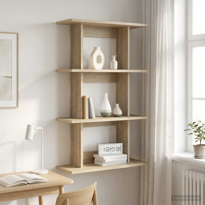 vidaXL Wall Shelf Wall-Mounted Sonoma Oak 56 x 20 x 90 cm