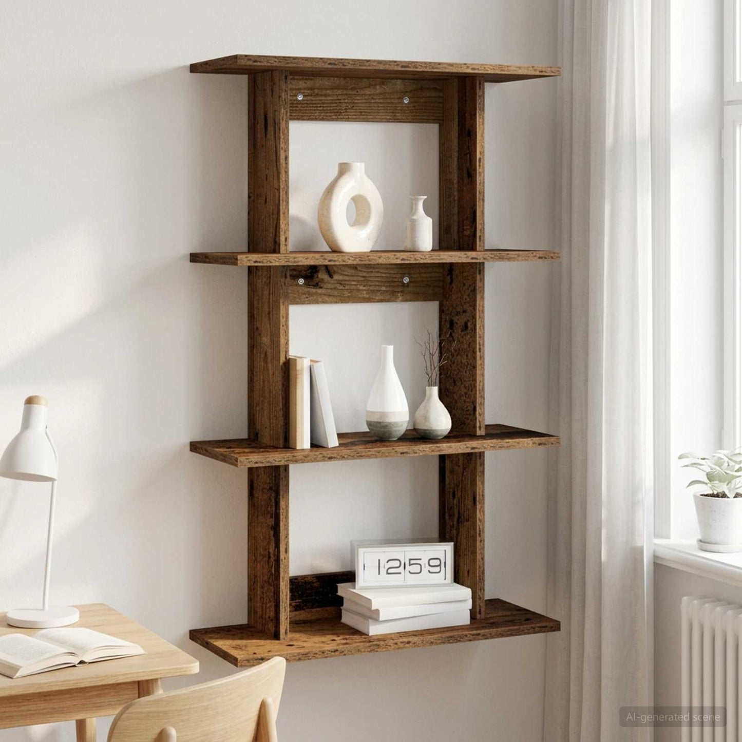 vidaXL Wall Shelf Wall-Mounted Old Wood 56 x 20 x 90 cm