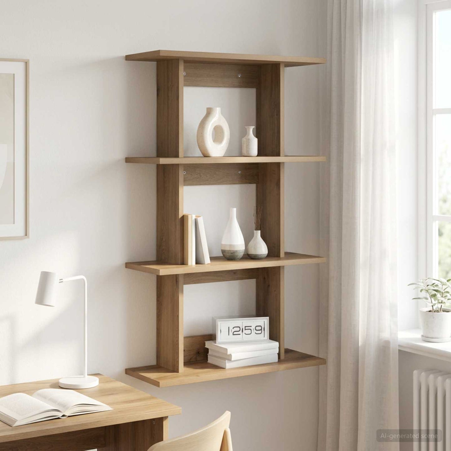 vidaXL Wall Shelf Wall-Mounted Artisan Oak 56 x 20 x 90 cm