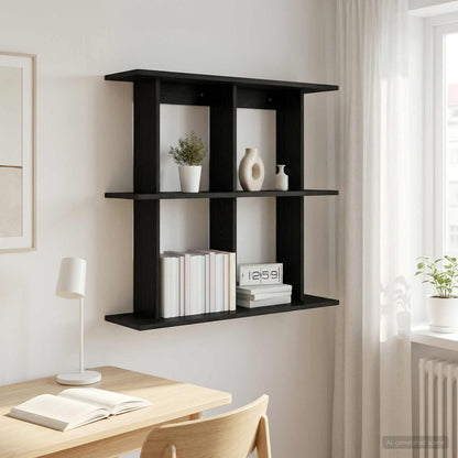 vidaXL Wall Shelf Wall-Mounted Black Oak 80 x 20 x 75 cm