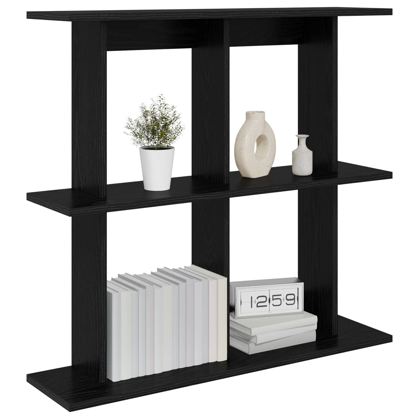vidaXL Wall Shelf Wall-Mounted Black 80 x 20 x 75 cm Engineered Wood