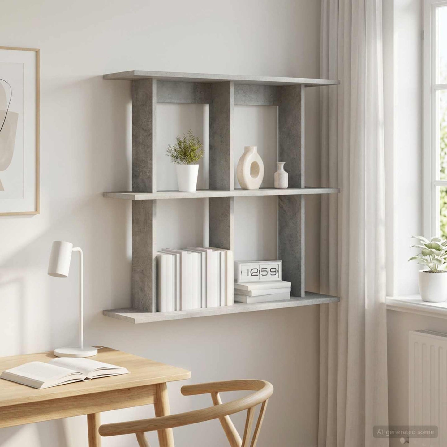 vidaXL Wall Shelf Wall-Mounted Concrete Grey 80 x 20 x 75 cm