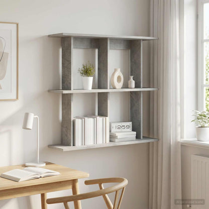 vidaXL Wall Shelf Wall-Mounted Concrete Grey 80 x 20 x 75 cm