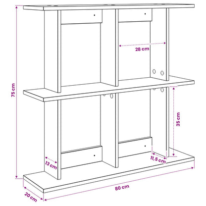 vidaXL Wall Shelf Wall-Mounted Grey 80 x 20 x 75 cm Engineered Wood