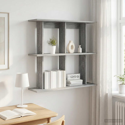 vidaXL Wall Shelf Wall-Mounted Grey Sonoma 80 x 20 x 75 cm