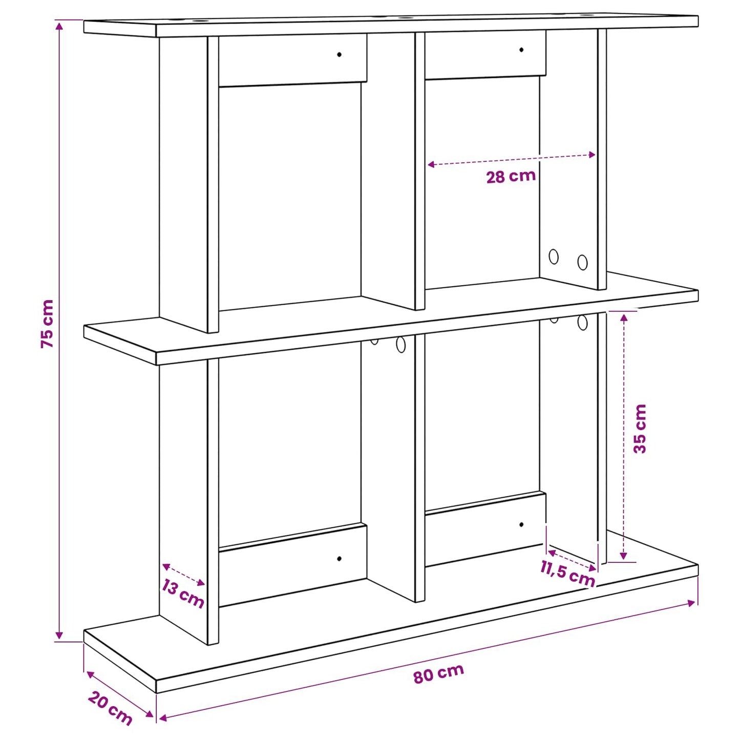 vidaXL Wall Shelf Wall-Mounted Brown 80 x 20 x 75 cm Engineered Wood