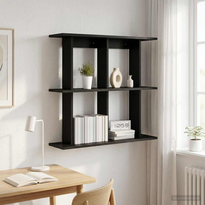 vidaXL Wall Shelf Wall-Mounted Black Oak 100 x 20 x 75 cm