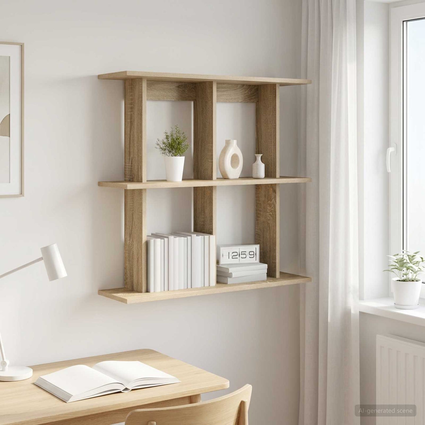 vidaXL Wall Shelf Wall-Mounted Sonoma Oak 100 x 20 x 75 cm