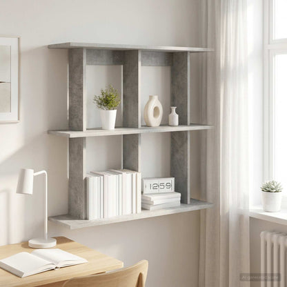 vidaXL Wall Shelf Wall-Mounted Concrete Grey 100 x 20 x 75 cm