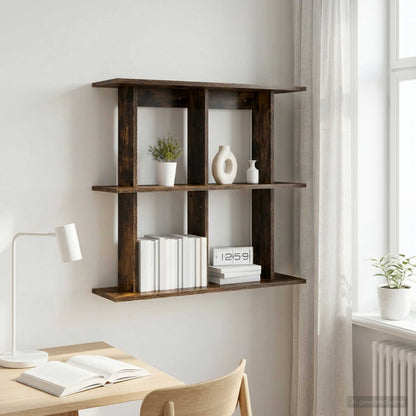 vidaXL Wall Shelf Wall-Mounted Smoked Oak 100 x 20 x 75 cm