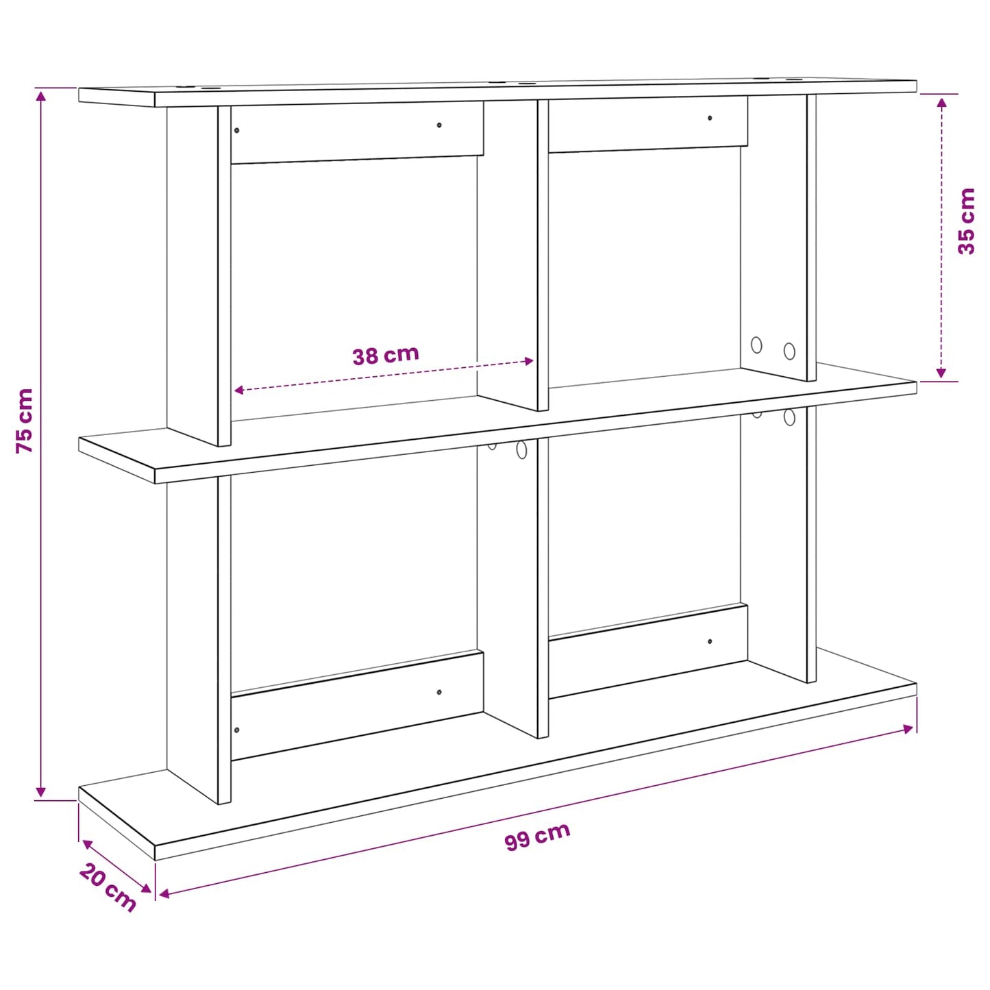 vidaXL Wall Shelf Wall-Mounted Brown 100 x 20 x 75 cm Engineered Wood