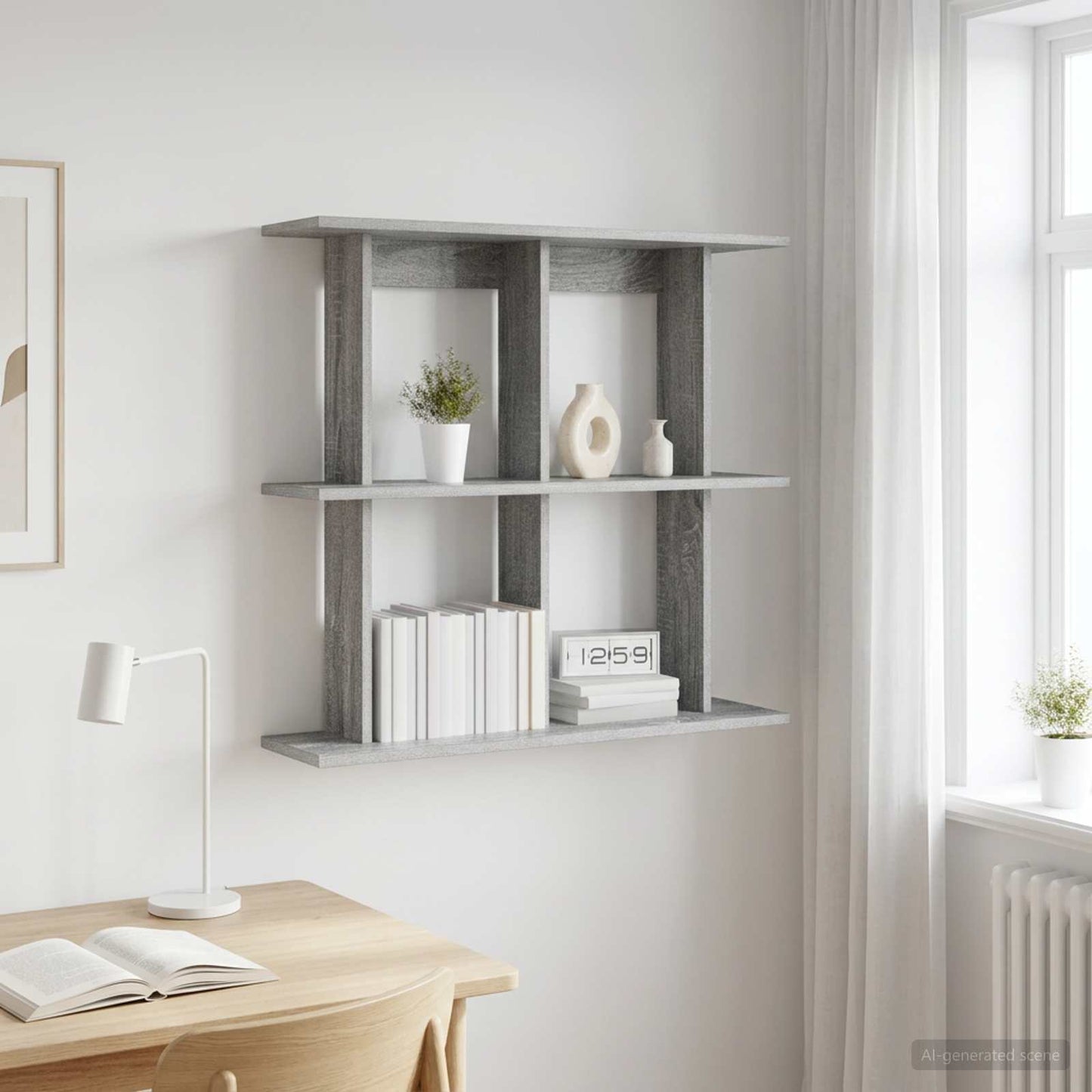vidaXL Wall Shelf Wall-Mounted Grey Sonoma 100 x 20 x 75 cm