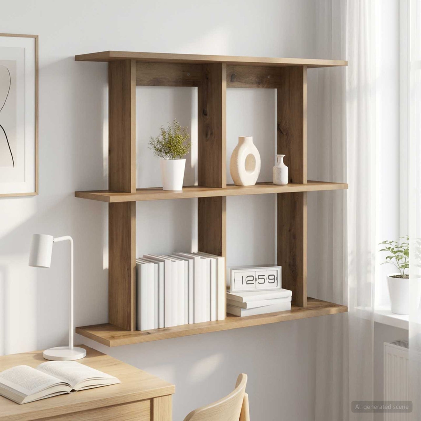 vidaXL Wall Shelf Wall-Mounted Artisan Oak 100 x 20 x 75 cm