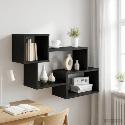 vidaXL Floating Shelf Wall-Mounted Black Oak 87 x 20 x 55 cm