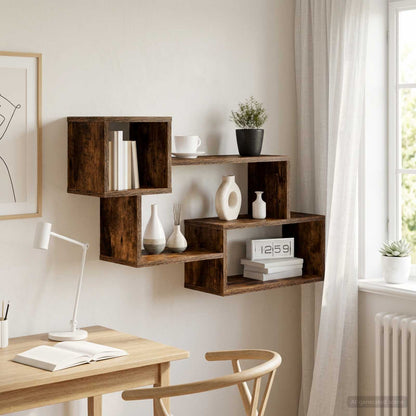 vidaXL Floating Shelf Wall-Mounted Smoked Oak 87 x 20 x 55 cm