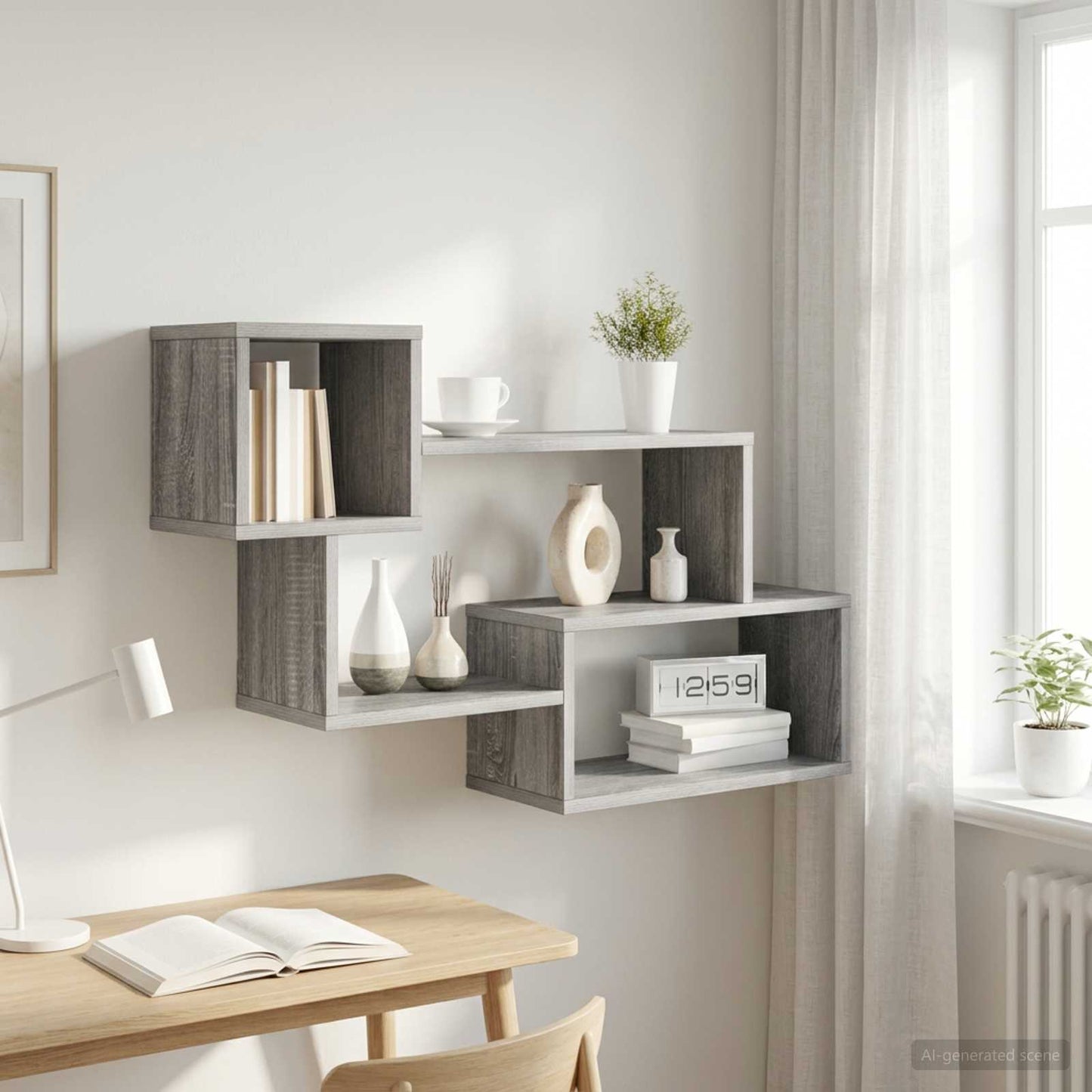 vidaXL Floating Shelf Wall-Mounted Grey Sonoma 87 x 20 x 55 cm