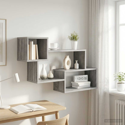 vidaXL Floating Shelf Wall-Mounted Grey Sonoma 87 x 20 x 55 cm