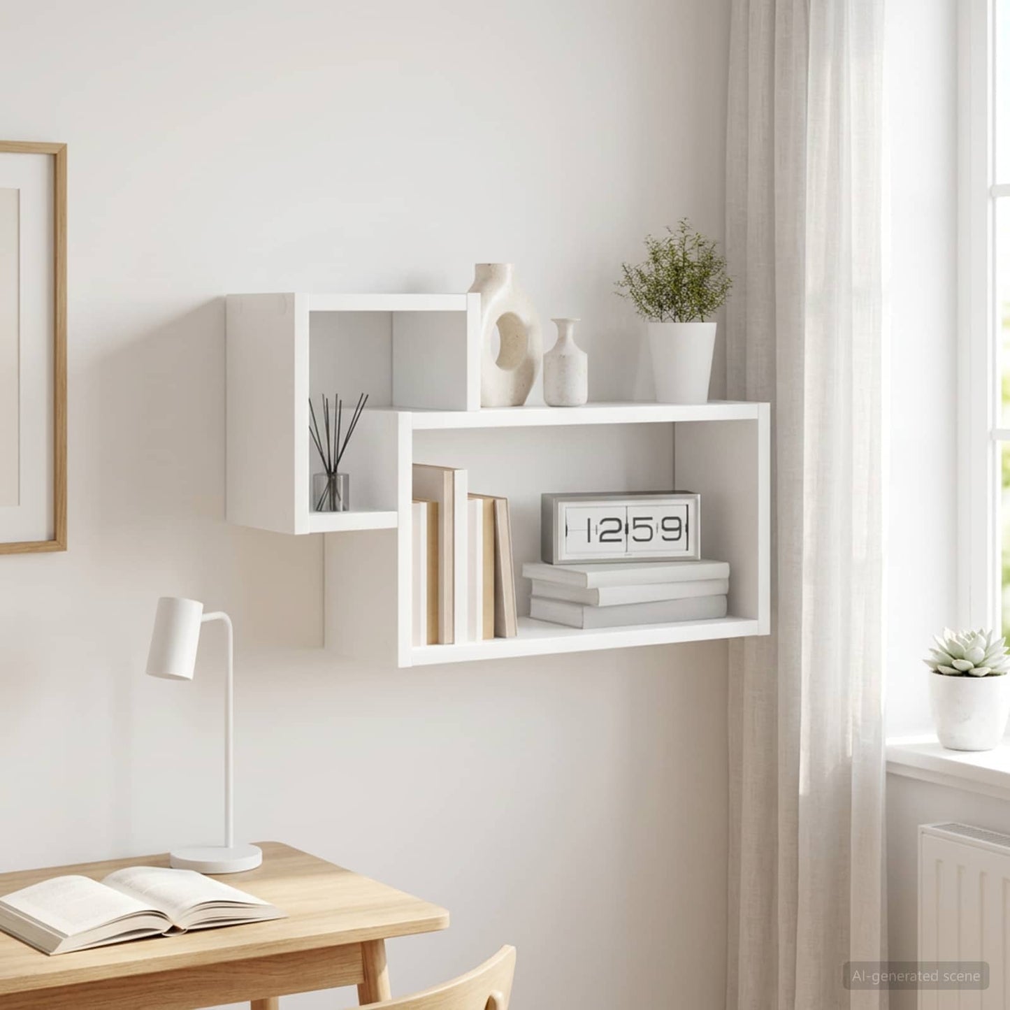 vidaXL Wall Shelf Wall-Mounted White 55 x 15 x 35 cm Engineered Wood