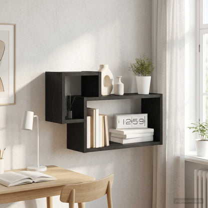 vidaXL Wall Shelf Wall-Mounted Black Oak 55 x 15 x 35 cm