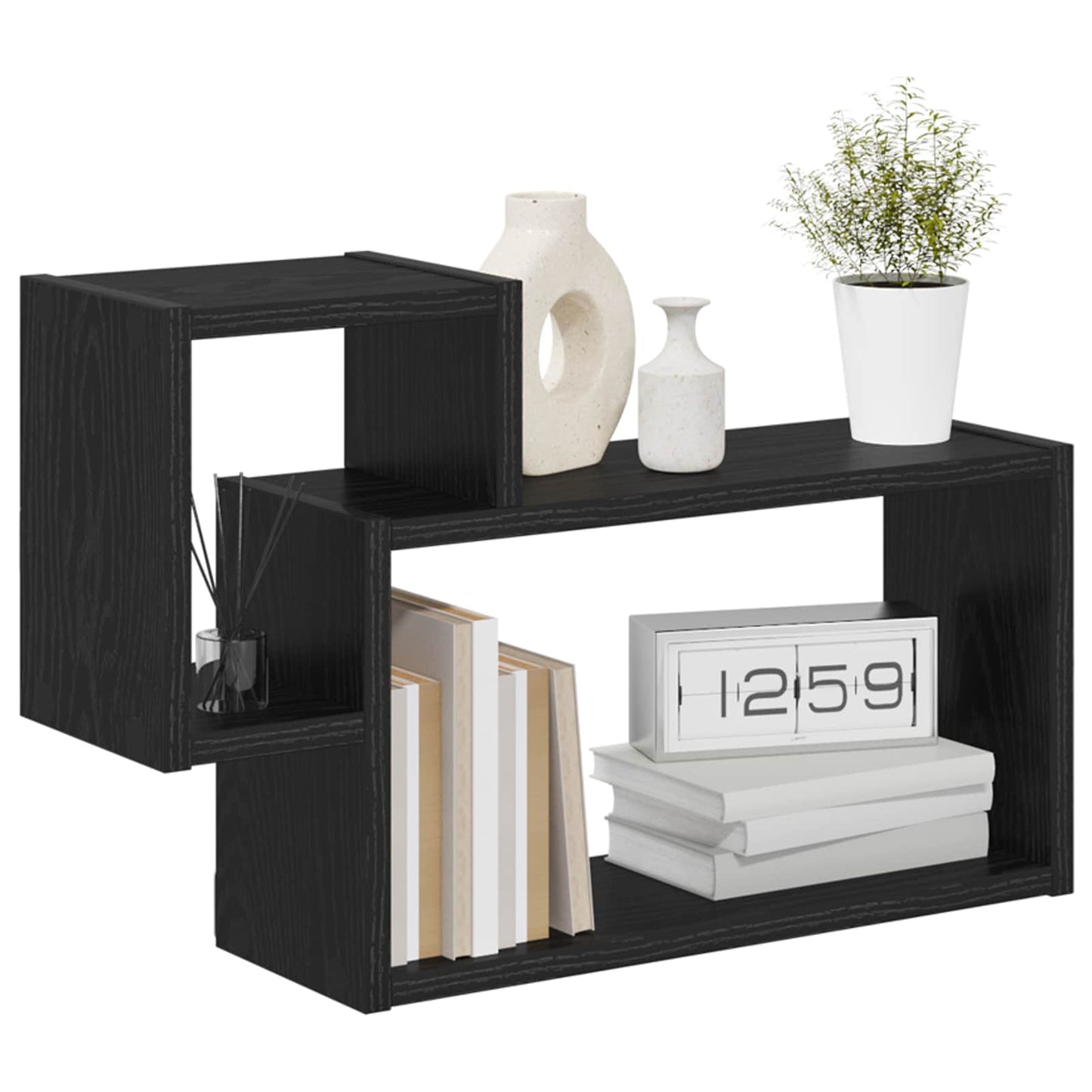 vidaXL Wall Shelf Wall-Mounted Black 55 x 15 x 35 cm Engineered Wood