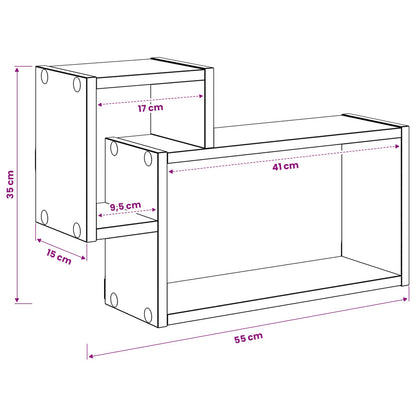 vidaXL Wall Shelf Wall-Mounted Black 55 x 15 x 35 cm Engineered Wood