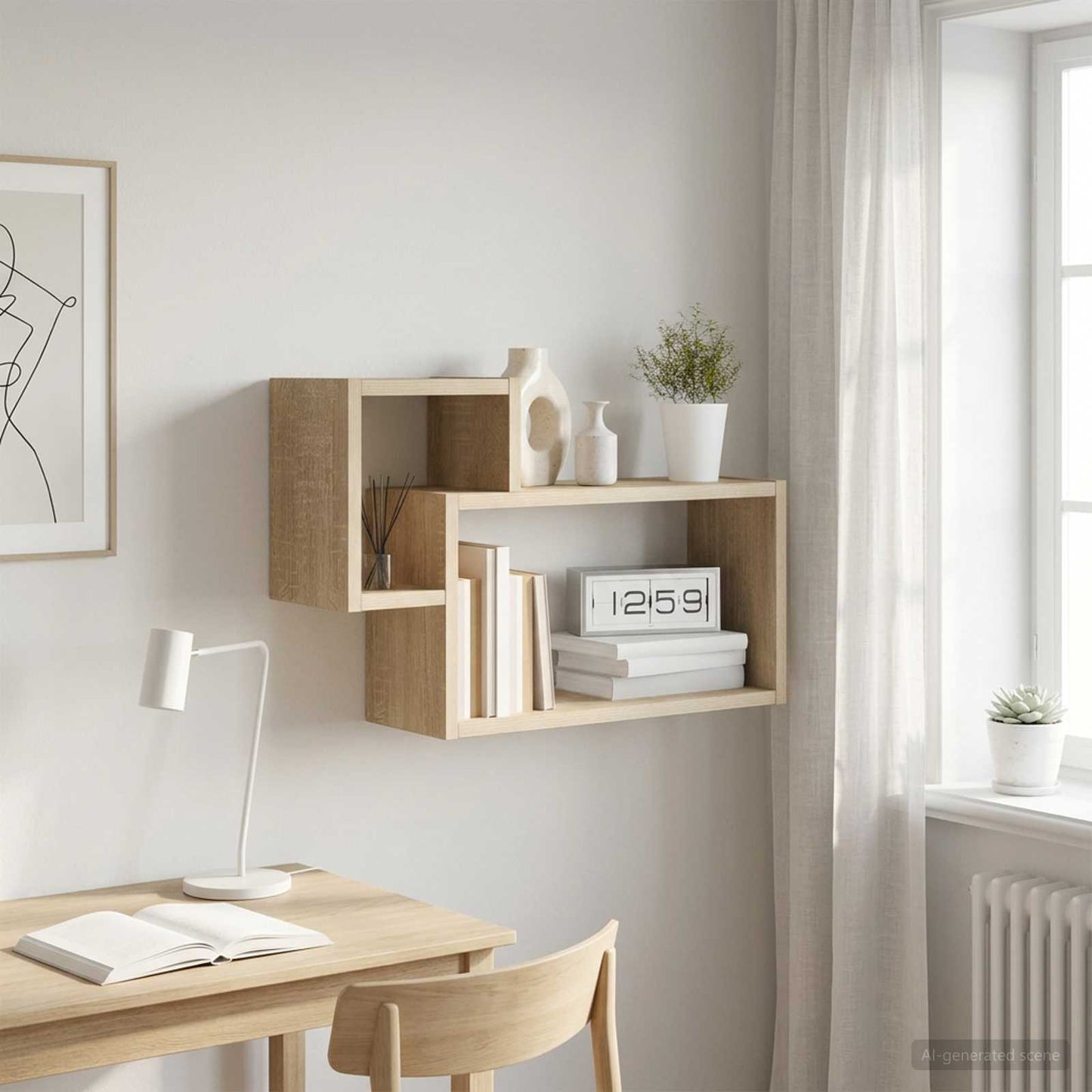 vidaXL Wall Shelf Wall-Mounted Sonoma Oak 55 x 15 x 35 cm