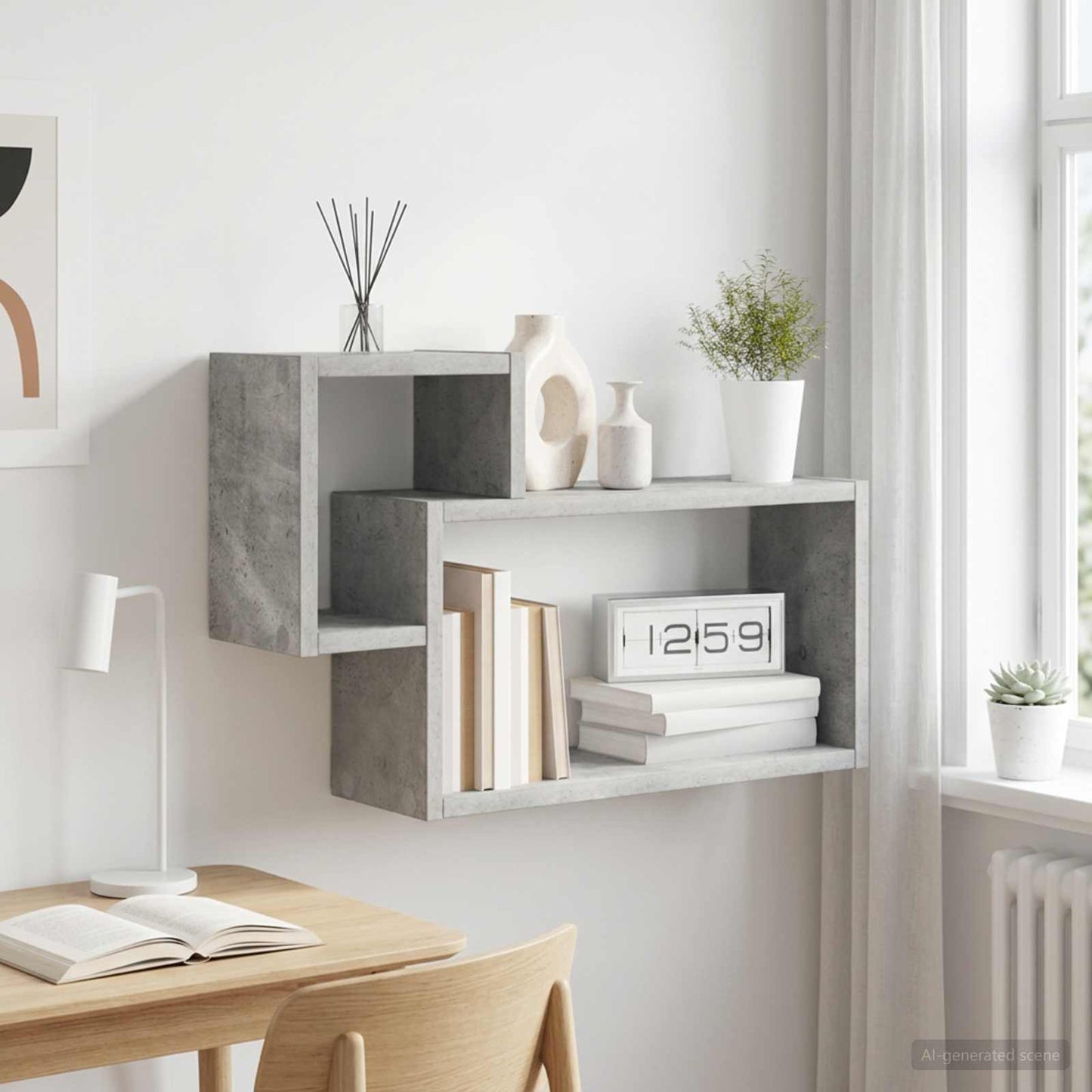 vidaXL Wall Shelf Wall-Mounted Concrete Grey 55 x 15 x 35 cm