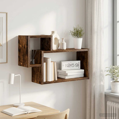 vidaXL Wall Shelf Wall-Mounted Smoked Oak 55 x 15 x 35 cm