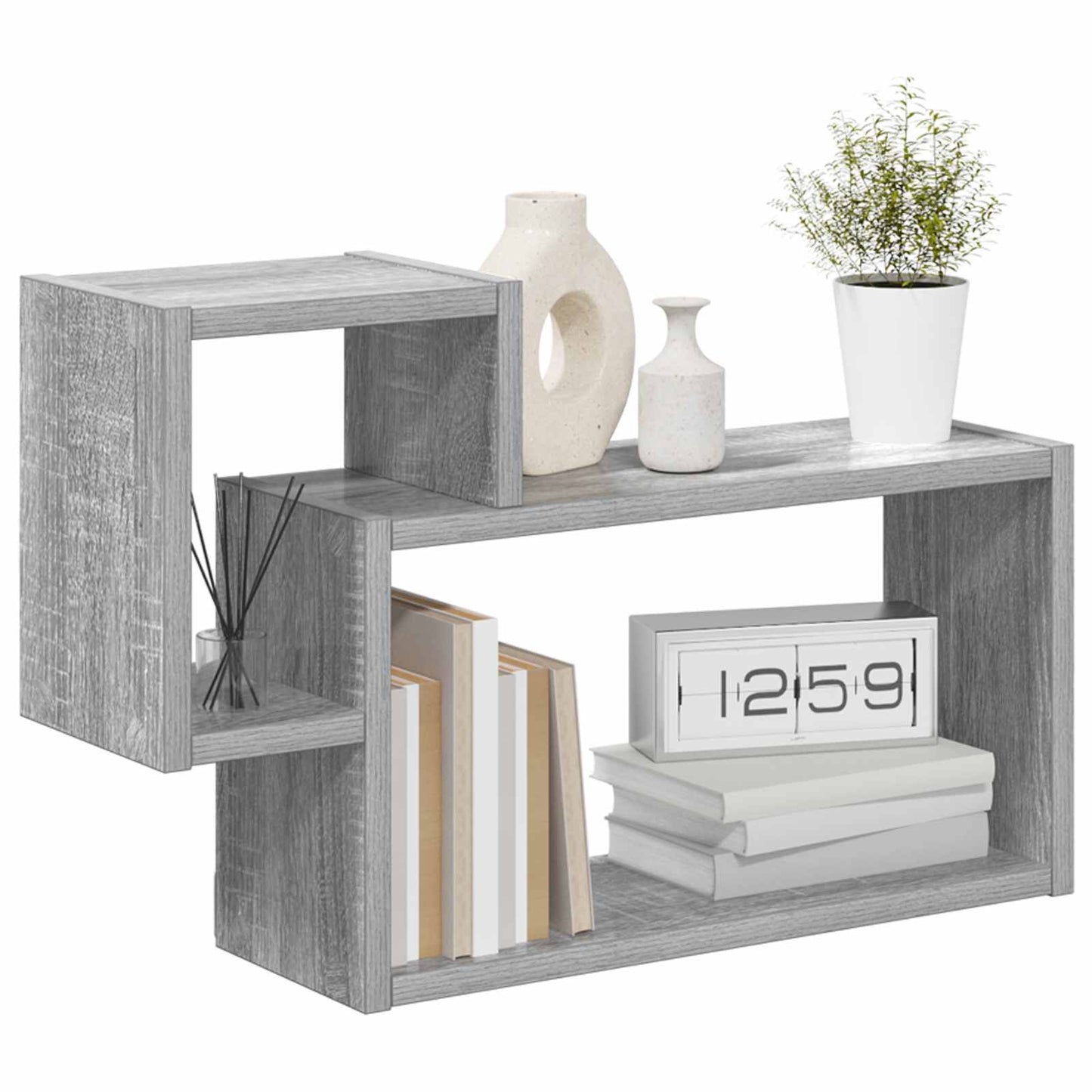 vidaXL Wall Shelf Wall-Mounted Grey 55 x 15 x 35 cm Engineered Wood