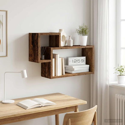vidaXL Wall Shelf Wall-Mounted Old Wood 55 x 15 x 35 cm
