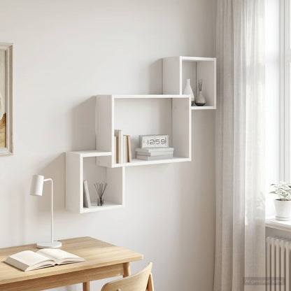 vidaXL Wall Shelf Wall-Mounted White 91.5 x 15 x 76 cm Engineered Wood