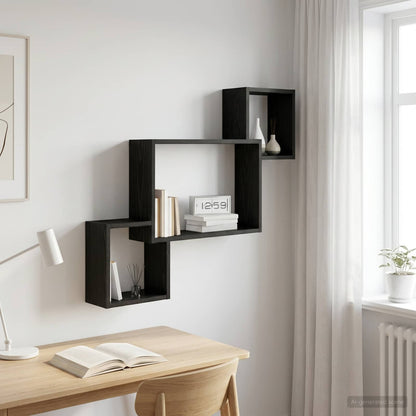 vidaXL Wall Shelf Wall-Mounted Black Oak 91.5 x 15 x 76 cm