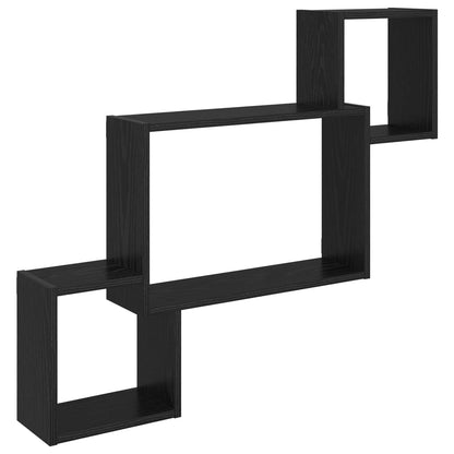 vidaXL Wall Shelf Wall-Mounted Black 91.5 x 15 x 76 cm Engineered Wood