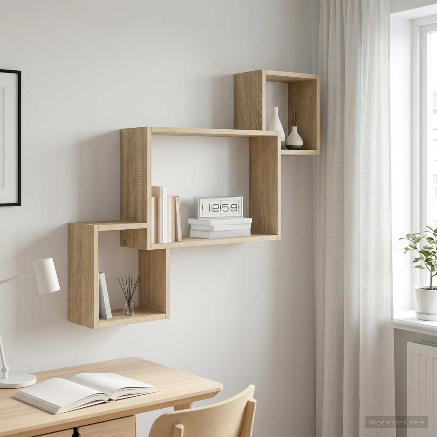 vidaXL Wall Shelf Wall-Mounted Sonoma Oak 91.5 x 15 x 76 cm