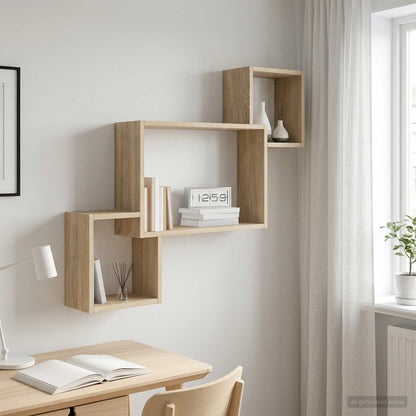 vidaXL Wall Shelf Wall-Mounted Sonoma Oak 91.5 x 15 x 76 cm