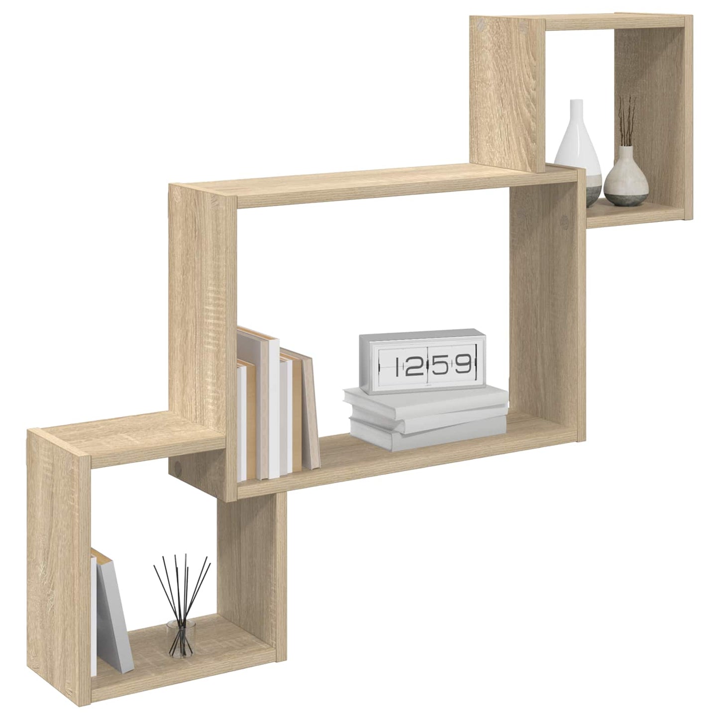 vidaXL Wall Shelf Wall-Mounted Brown 91.5 x 15 x 76 cm Engineered Wood