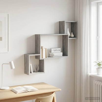 vidaXL Wall Shelf Wall-Mounted Grey Sonoma 91.5 x 15 x 76 cm