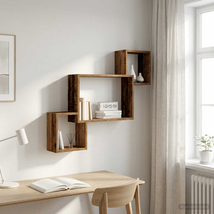 vidaXL Wall Shelf Wall-Mounted Old Wood 91.5 x 15 x 76 cm
