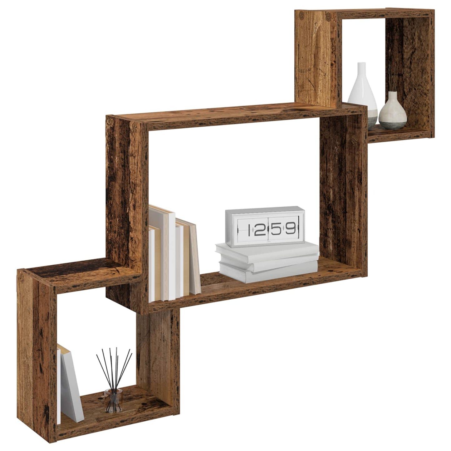 vidaXL Wall Shelf Wall-Mounted Brown 91.5 x 15 x 76 cm Engineered Wood