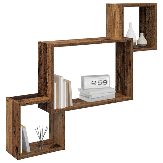 vidaXL Wall Shelf Wall-Mounted Old Wood 91.5 x 15 x 76 cm