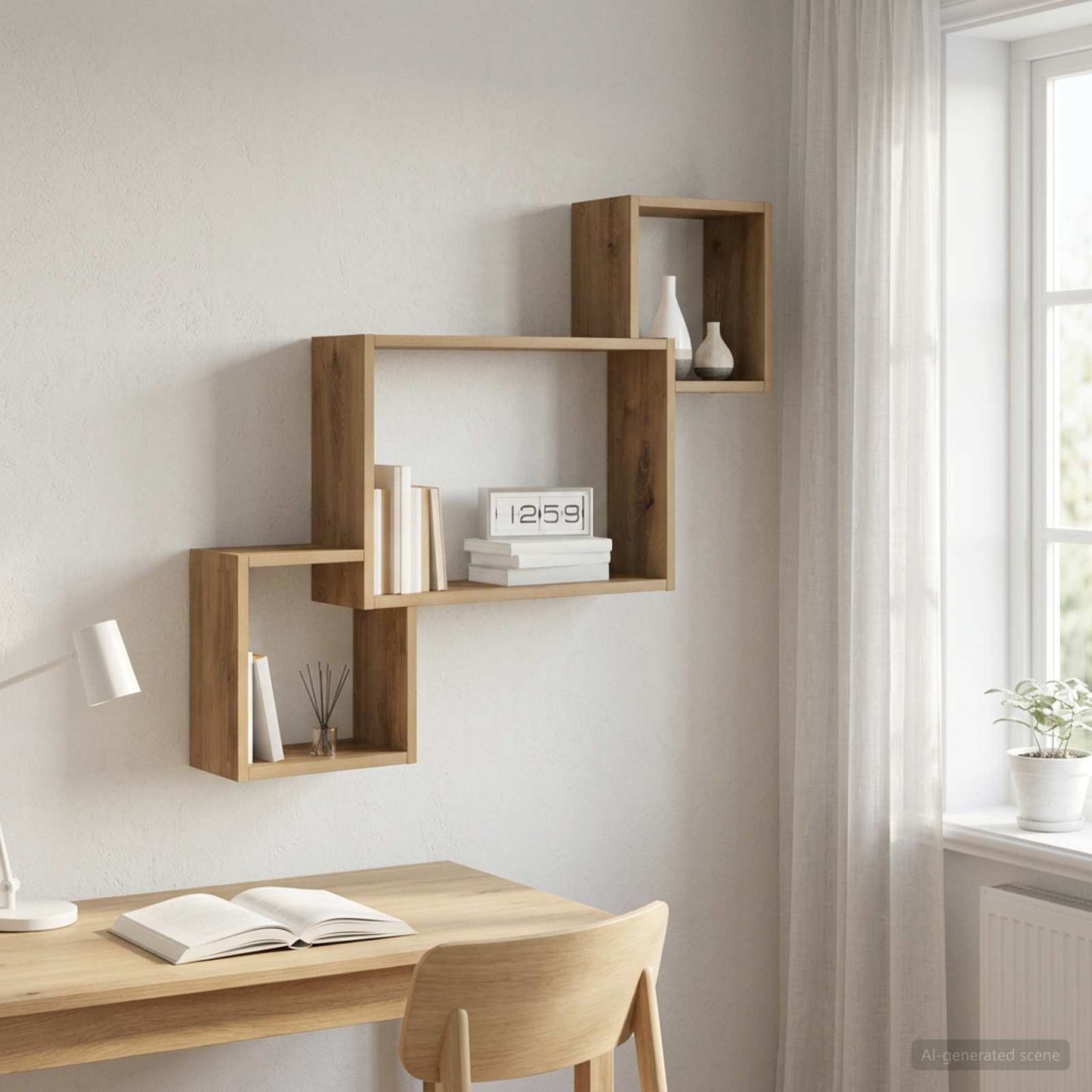 vidaXL Wall Shelf Wall-Mounted Artisan Oak 91.5 x 15 x 76 cm