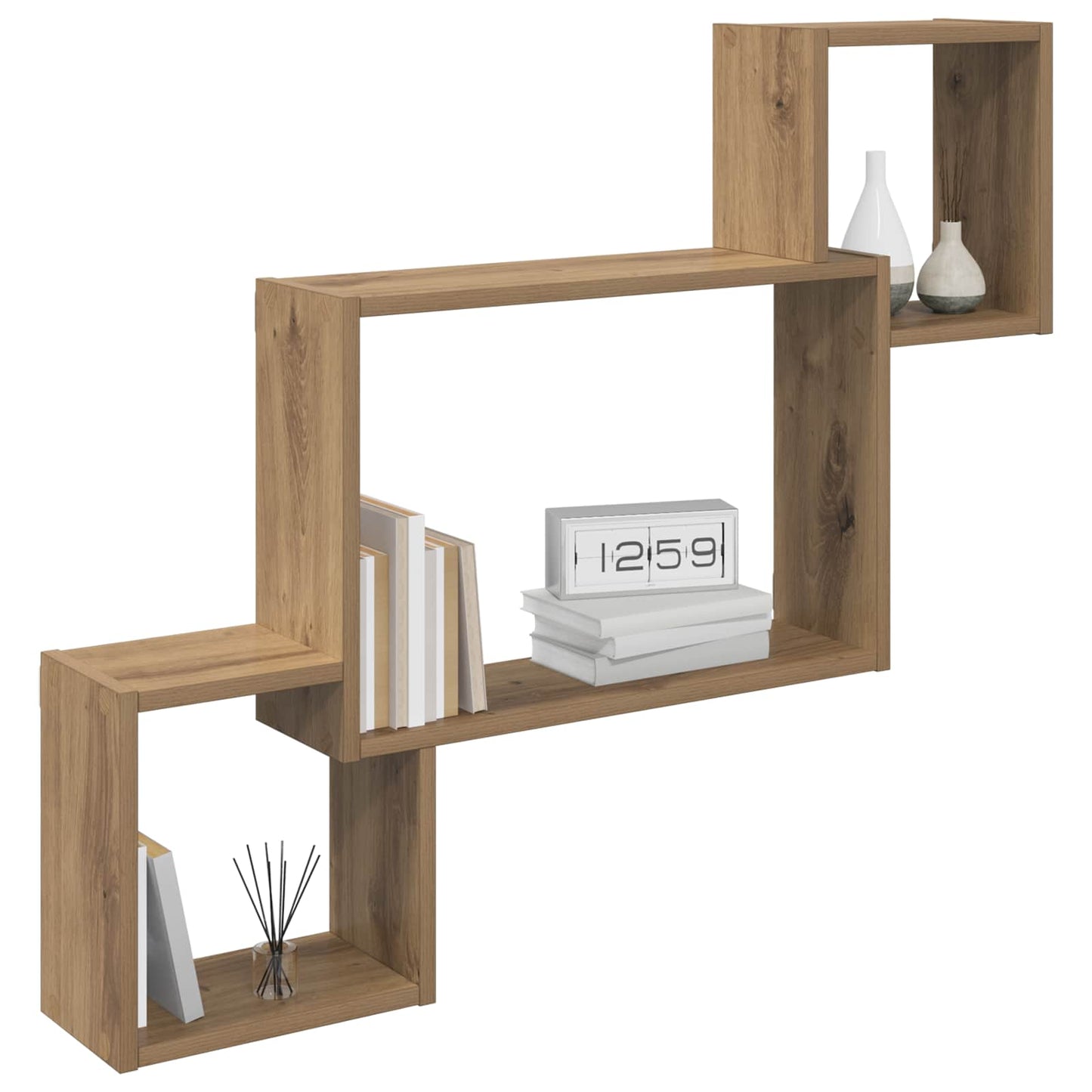vidaXL Wall Shelf Wall-Mounted Brown 91.5 x 15 x 76 cm Engineered Wood