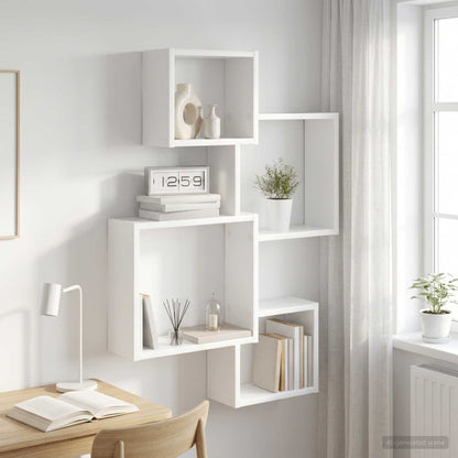 vidaXL Wall Cube Shelves Wall-Mounted White 64 x 13.5 x 91.5 cm