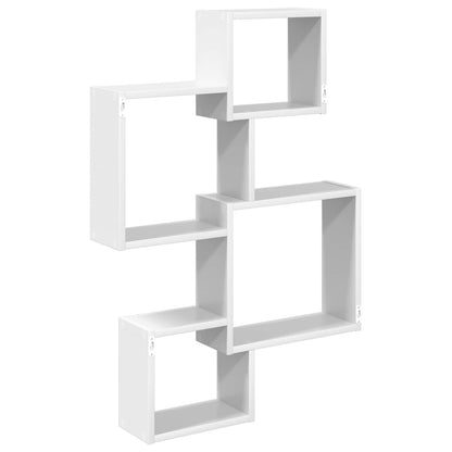 vidaXL Wall Cube Shelves Wall-Mounted White 64 x 13.5 x 91.5 cm