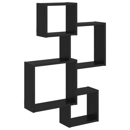 vidaXL Wall Cube Shelves Wall-Mounted Black 64 x 13.5 x 91.5 cm