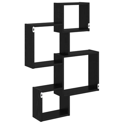 vidaXL Wall Cube Shelves Wall-Mounted Black 64 x 13.5 x 91.5 cm