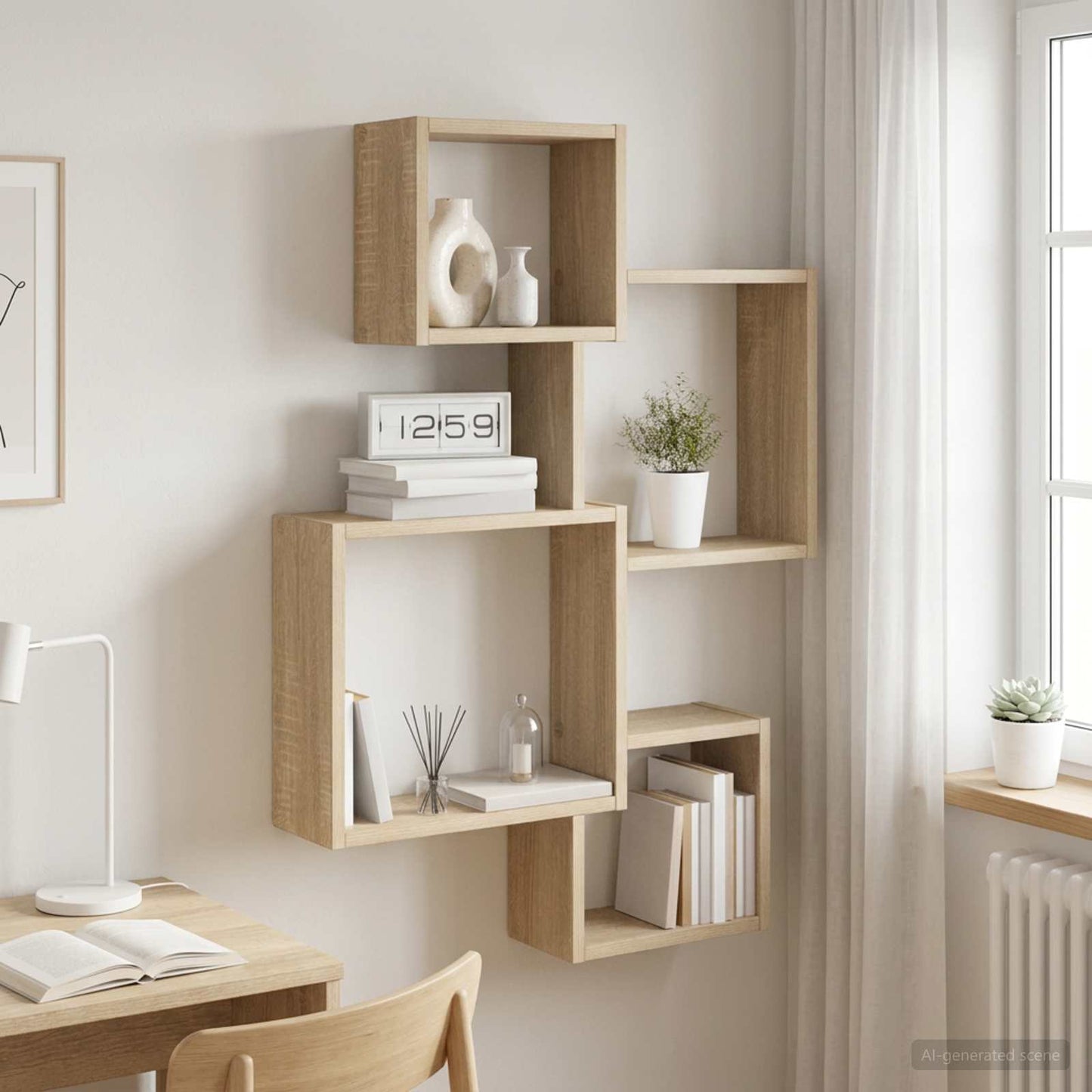 vidaXL Wall Cube Shelves Wall-Mounted Sonoma Oak 64 x 13.5 x 91.5 cm