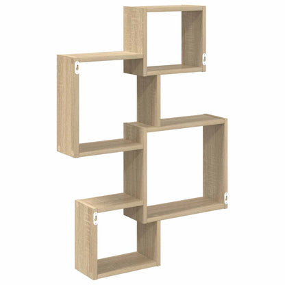 vidaXL Wall Cube Shelves Wall-Mounted Brown 64 x 13.5 x 91.5 cm